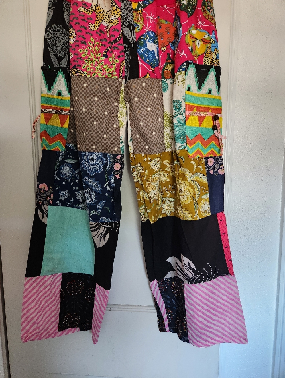 Boho Patchwork Drawstring Pants - Multicolor - Picture 8 of 11